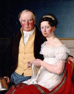 Christoffer Wilhelm Eckersberg Greve Preben Bille-Brahe og hans anden hustru Johanne Caroline, fodt Falbe Norge oil painting art